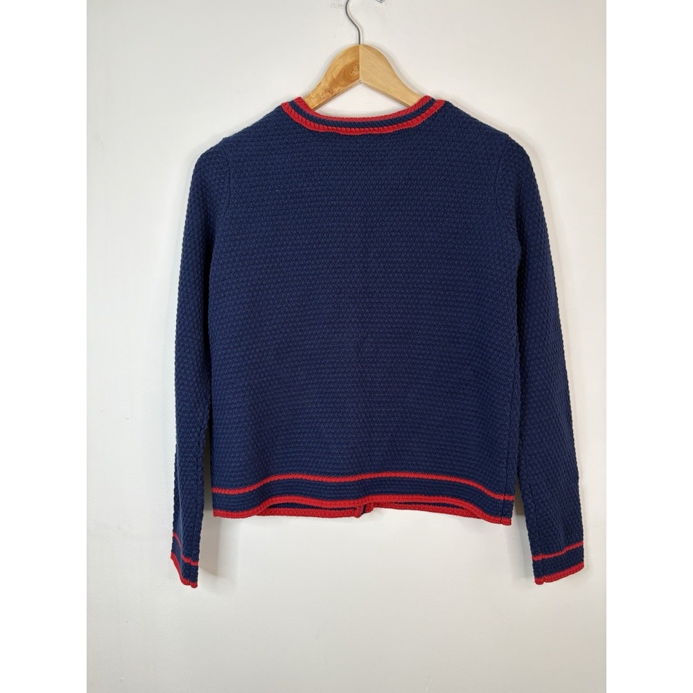 St. John's Bay Women's Sz XS Blue/Red Cardigan Crew Neck Long Sleeve Button Up - Picture 3 of 9